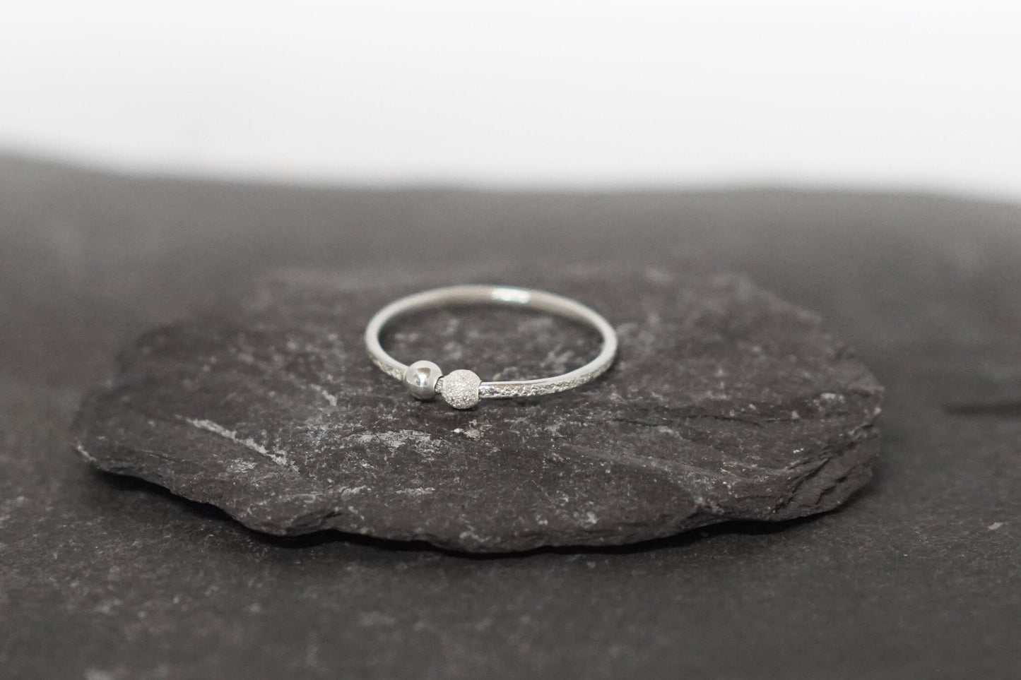 Fidget Stardust Skinny Recycled Sterling Silver Ring ~ stackable, textured, skinny ring, meditation, anxiety, spinner ring