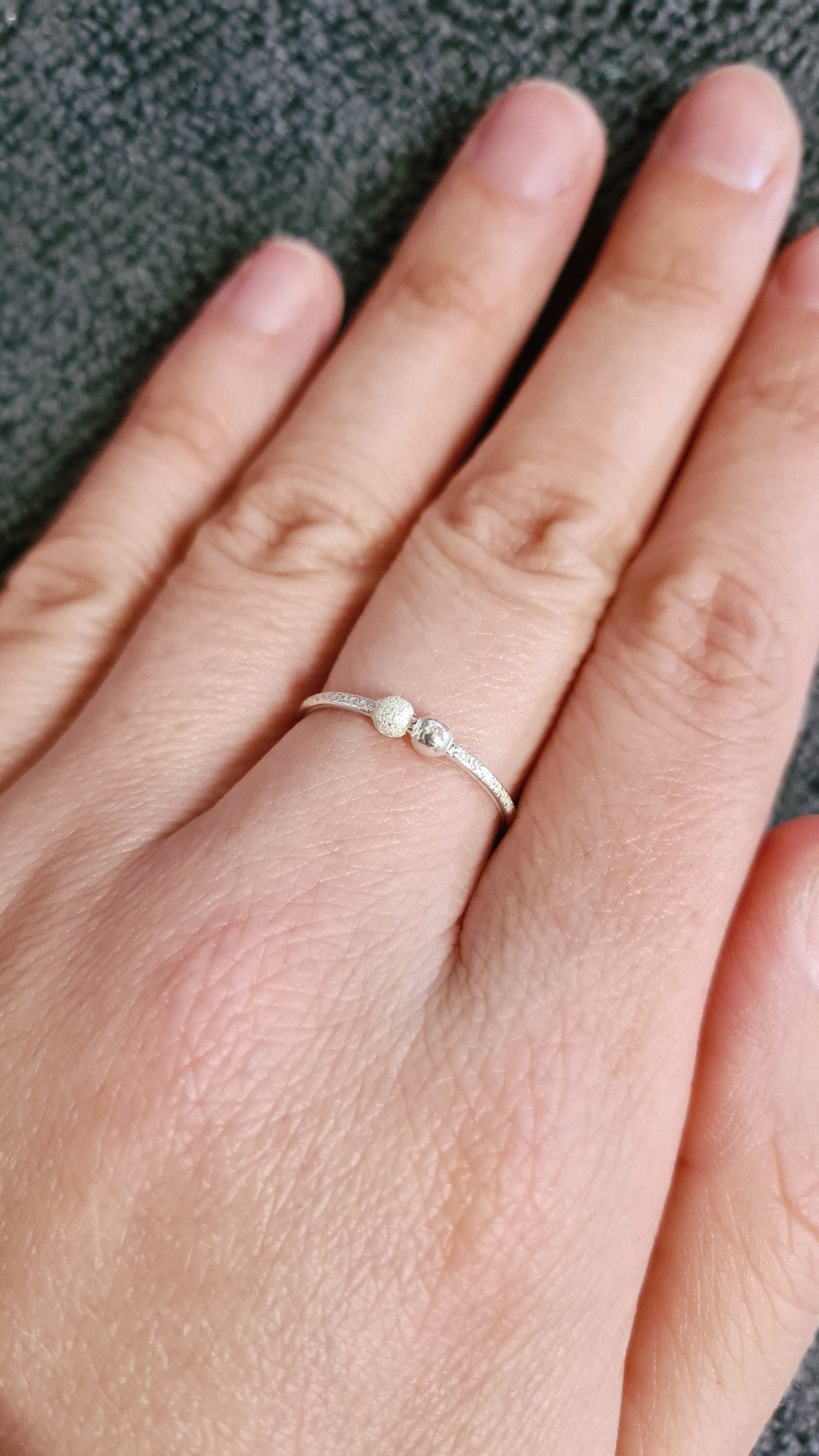Fidget Stardust Skinny Recycled Sterling Silver Ring ~ stackable, textured, skinny ring, meditation, anxiety, spinner ring