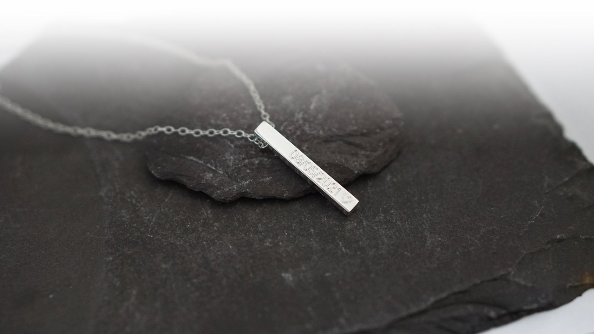 Sterling Silver Solid Bar Engraved Personalised Necklace