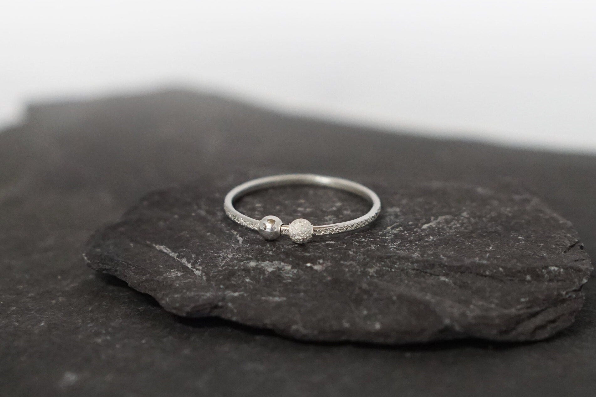 Fidget Stardust Skinny Recycled Sterling Silver Ring ~ stackable, textured, skinny ring, meditation, anxiety, spinner ring