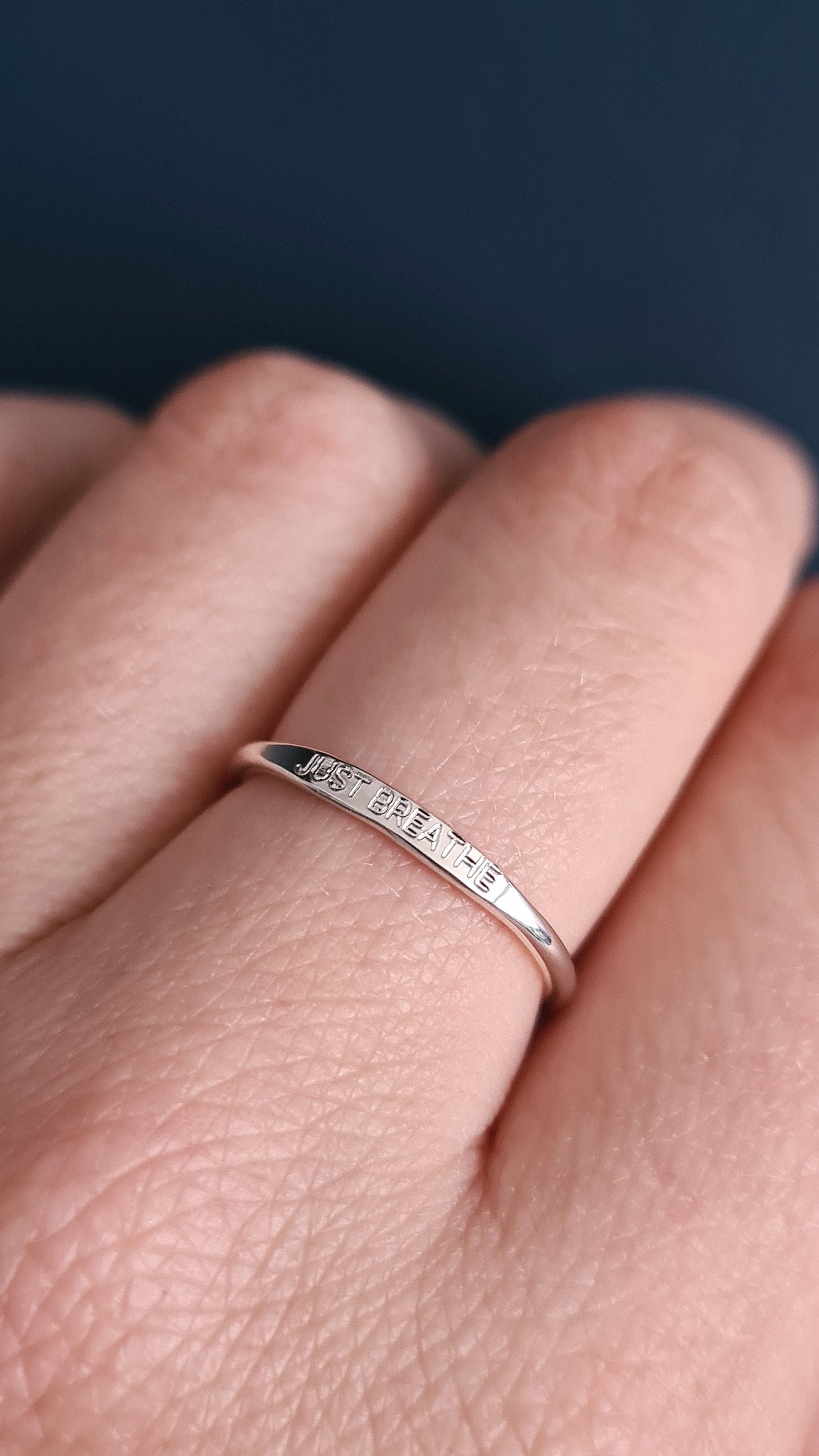 The Little Affirmation Ring ~ Sterling Silver or 9ct Gold ~ personalised band, engraved, quote, positive message, good vibes