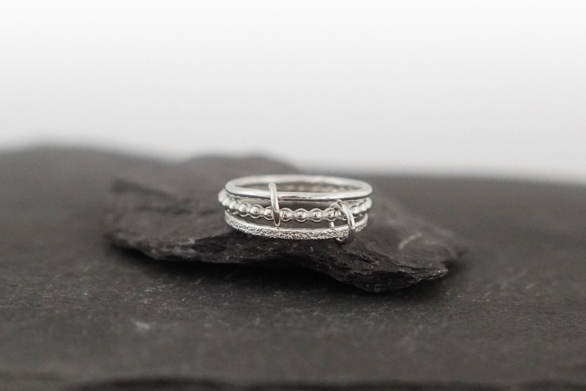 Triple Multi Layer Links Sterling Silver Ring