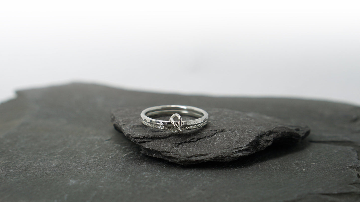 Fidget Ring Interlocking Stardust & Hammered Sterling Silver ~ spinning ring, hammered, meditation ring, anxiety ring, ADHD