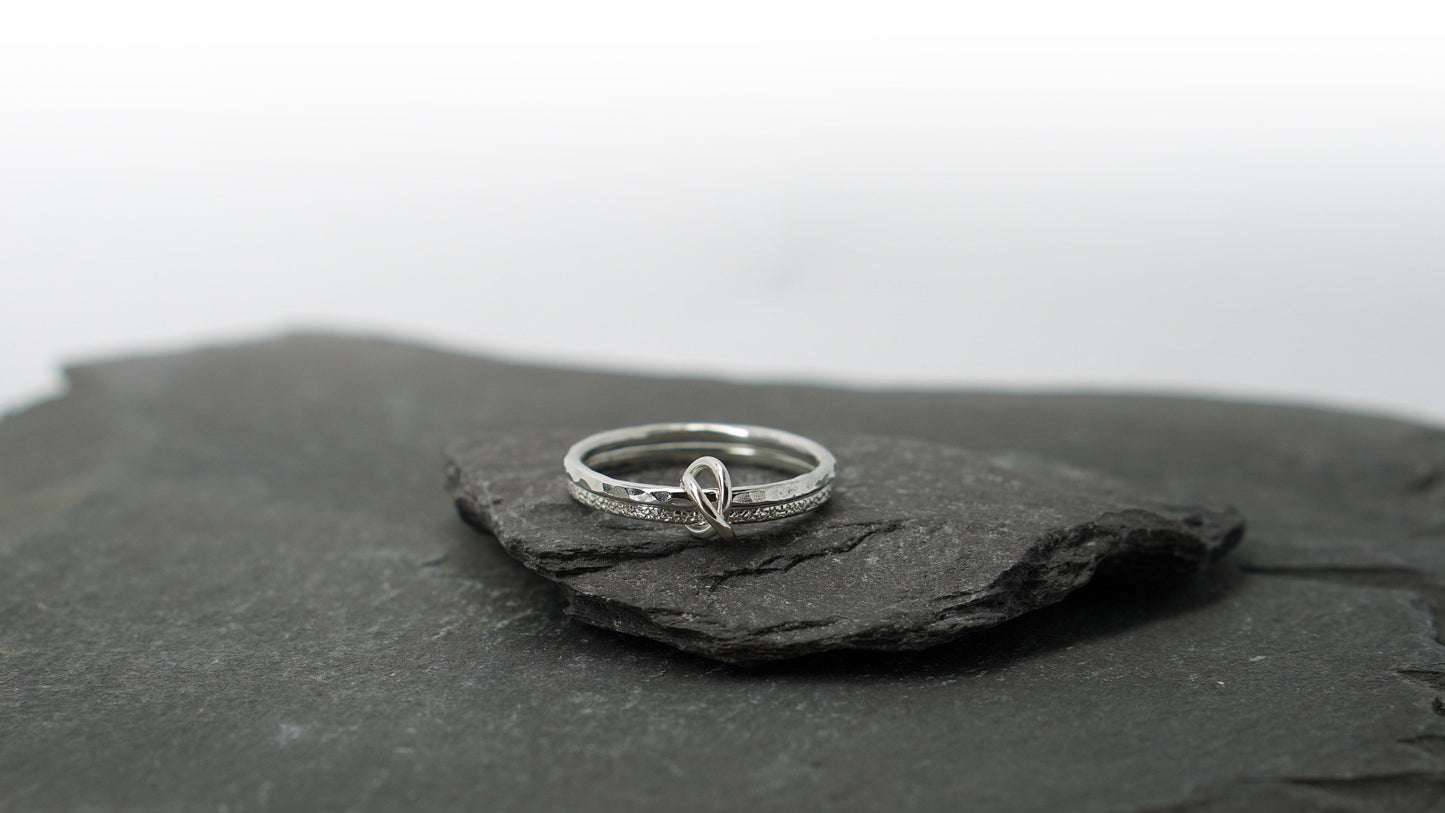 Fidget Ring Interlocking Stardust & Hammered Sterling Silver