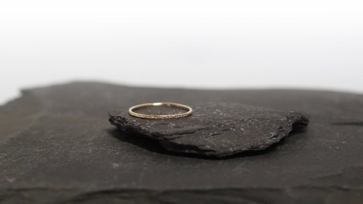 Solid 9ct Recycled Gold Stardust Skinny Stacking Ring