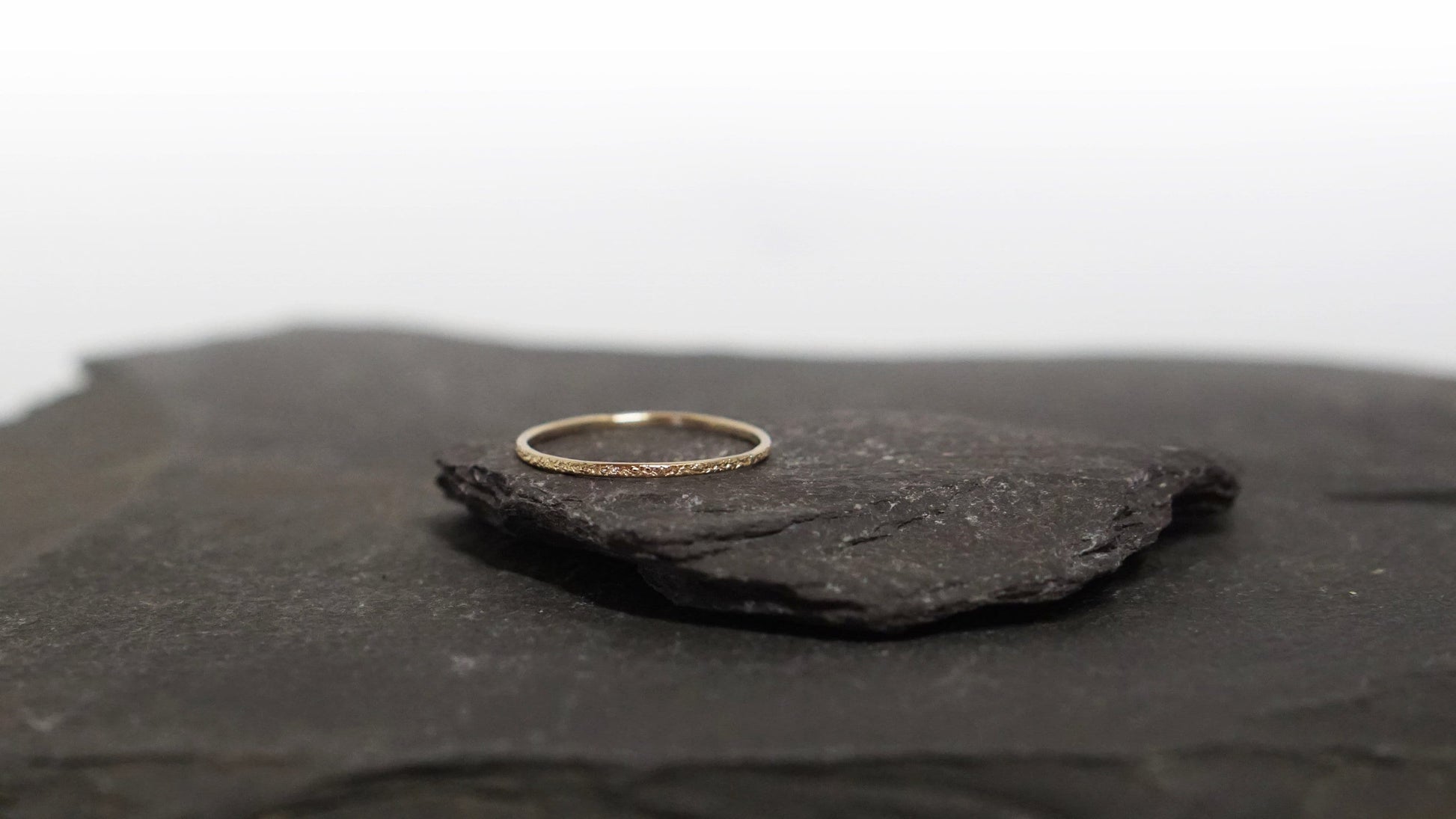 Solid 9ct Recycled Gold Stardust Skinny Stacking Ring