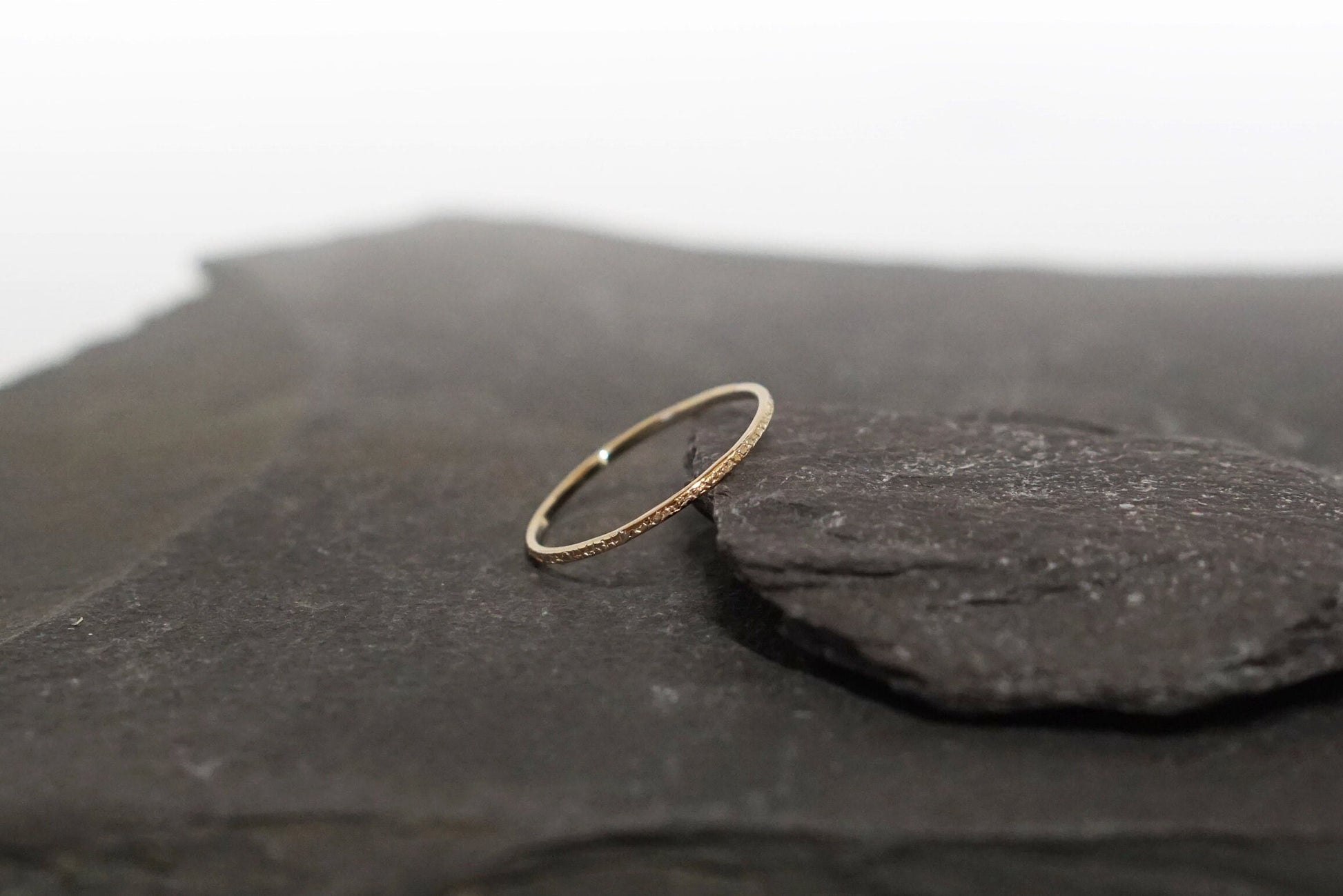Solid 9ct Recycled Gold Stardust Skinny Stacking Ring