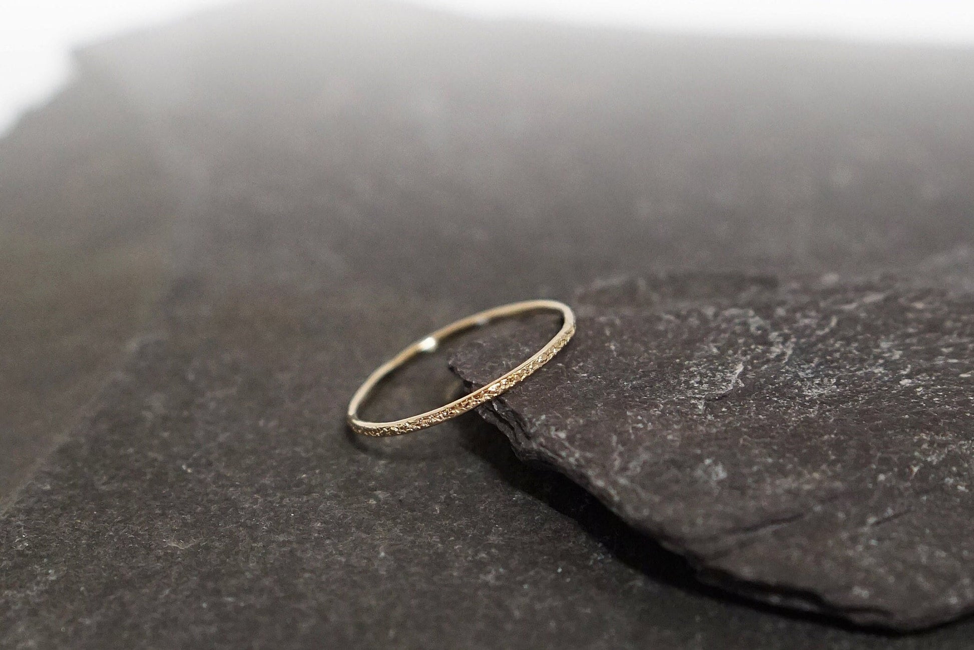 Solid 9ct Recycled Gold Stardust Skinny Stacking Ring