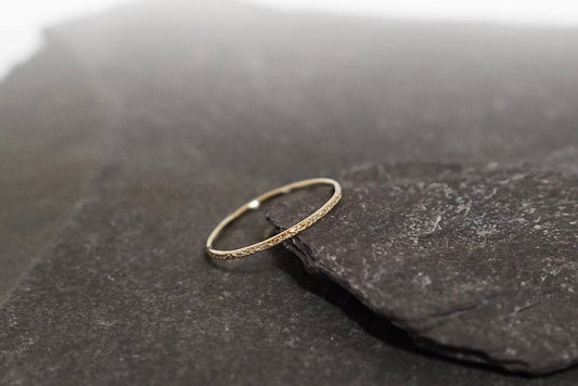 Solid 9ct Recycled Gold Stardust Skinny Stacking Ring