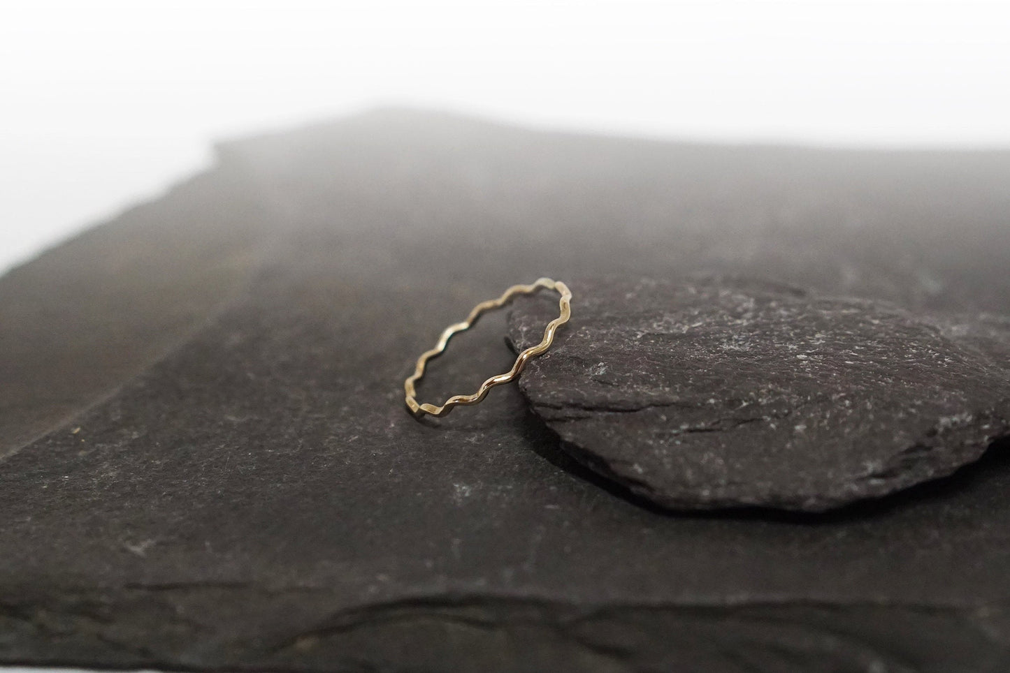 Solid Recycled 9ct Gold Wave Skinny Stacking Ring