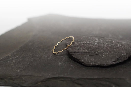 Solid Recycled 9ct Gold Wave Skinny Stacking Ring
