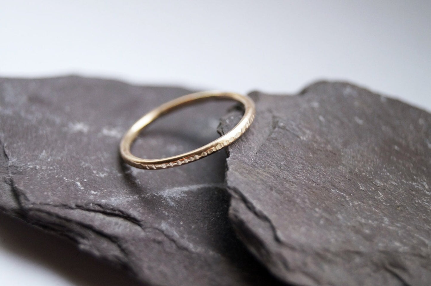 Hammered Stacking 9ct Recycled Gold Stacking Ring