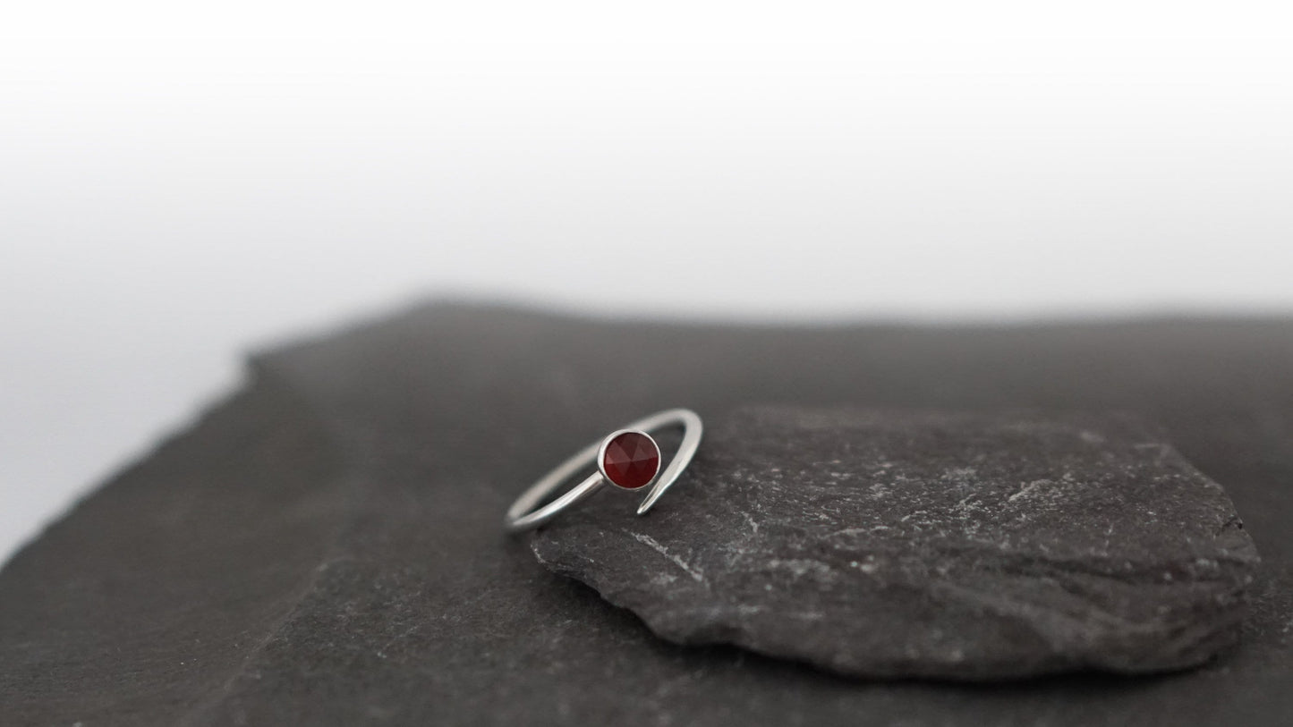 Adjustable Carnelian Dagger Wrap Recycled Sterling Silver Ring ~ statement ring, open, stackable, gemstone