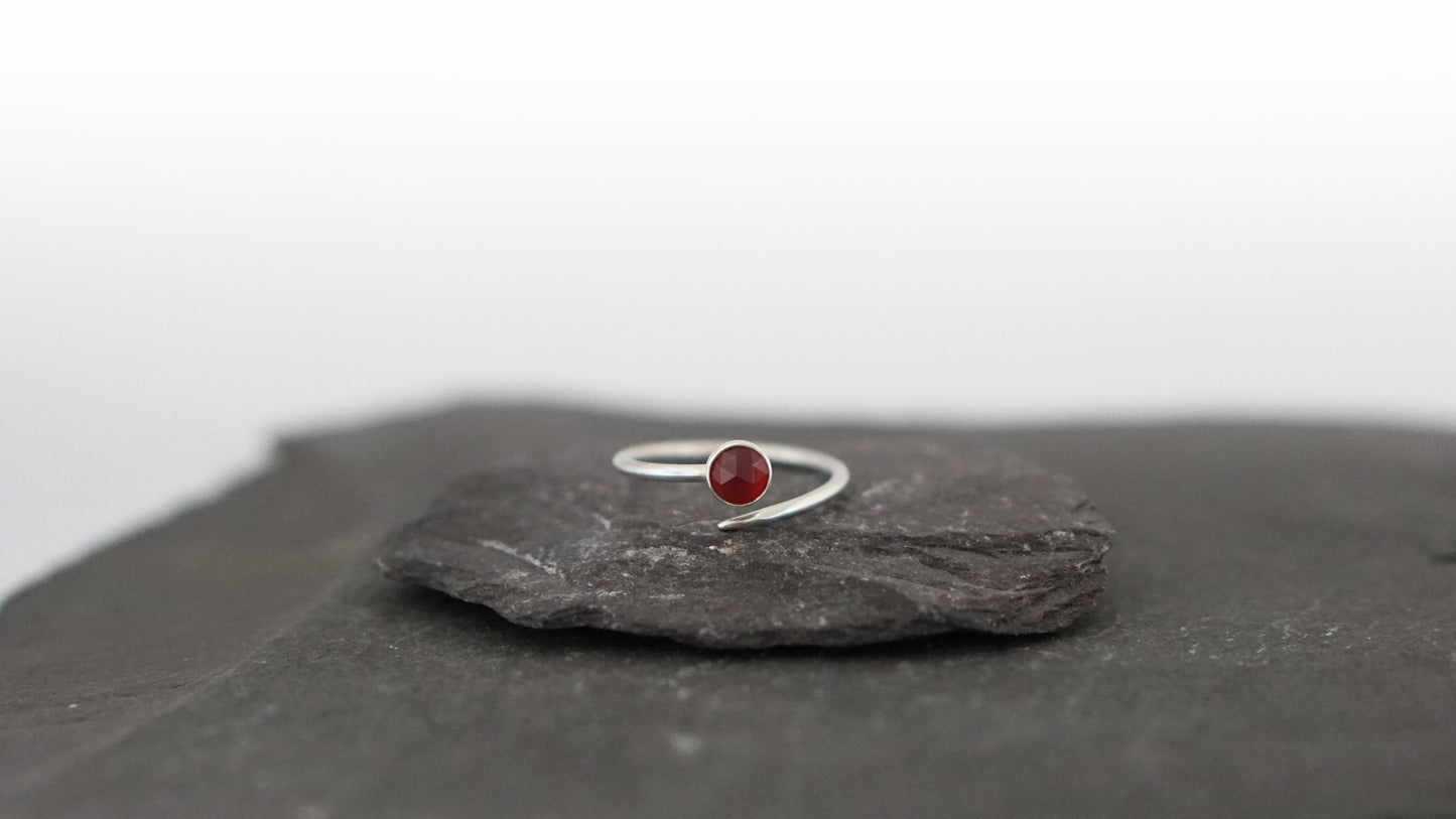 Adjustable Carnelian Dagger Wrap Recycled Sterling Silver Ring ~ statement ring, open, stackable, gemstone