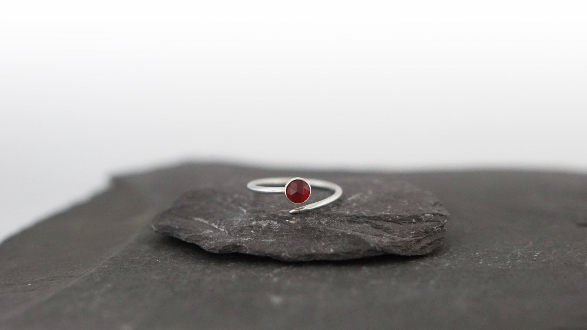 Adjustable Carnelian Dagger Wrap Recycled Sterling Silver Ring