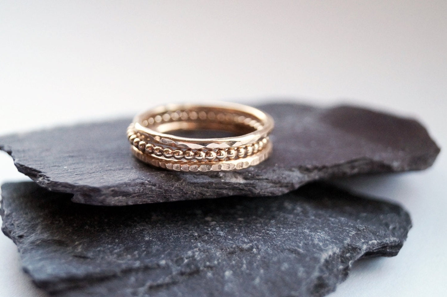 9ct Recycled Gold Texture Stacking Rings