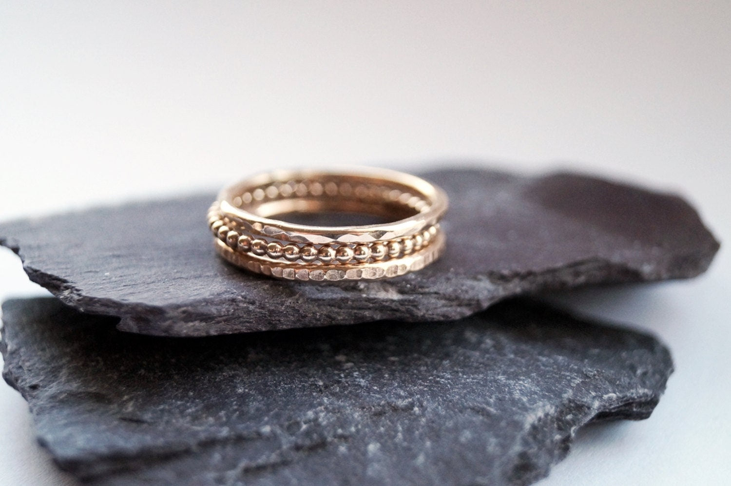 9ct Recycled Gold Texture Stacking Rings