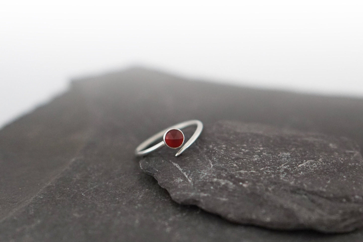 Adjustable Carnelian Dagger Wrap Recycled Sterling Silver Ring