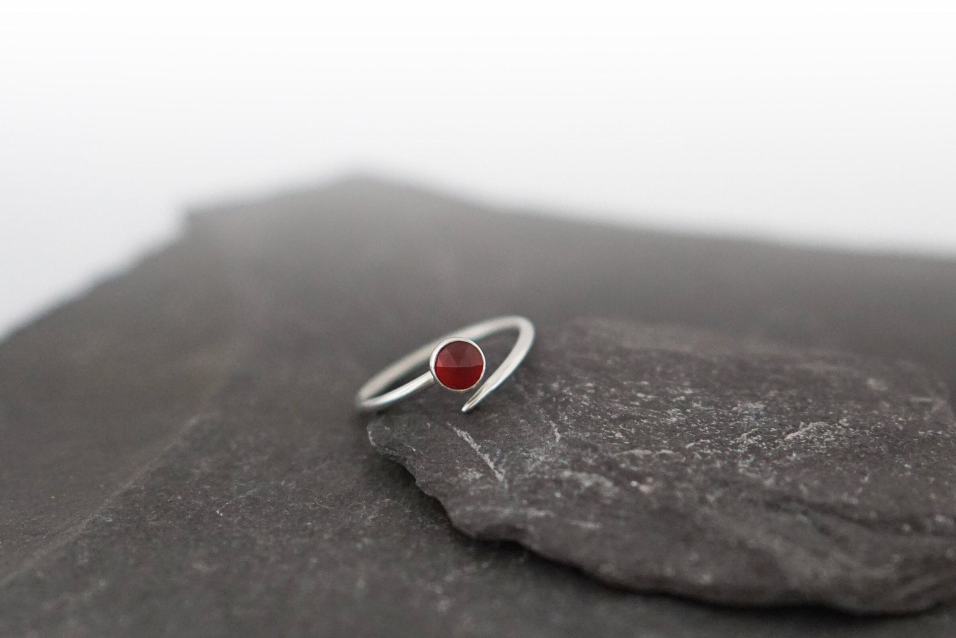 Adjustable Carnelian Dagger Wrap Recycled Sterling Silver Ring