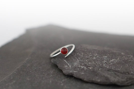 Adjustable Carnelian Dagger Wrap Recycled Sterling Silver Ring