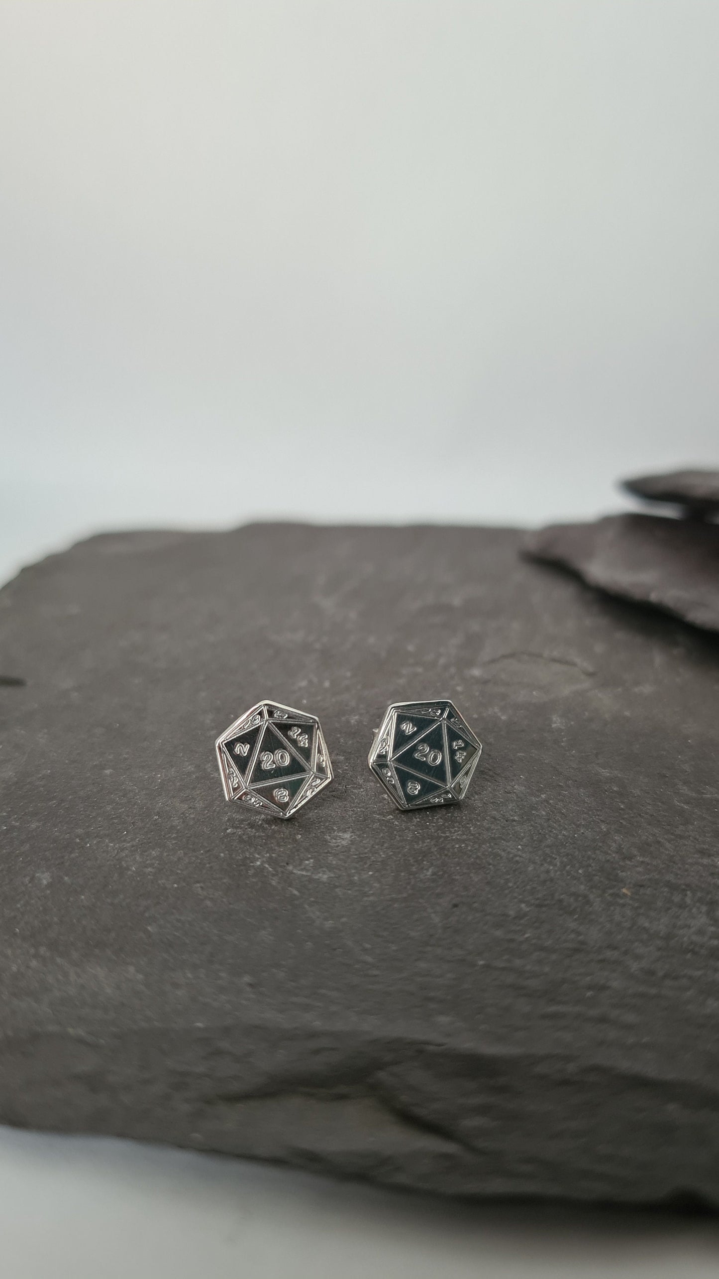 D20 Sterling Silver Earrings ~ studs, gaming gift, tabletop, boardgame, dnd, d&d, dungeons, dragons, dice