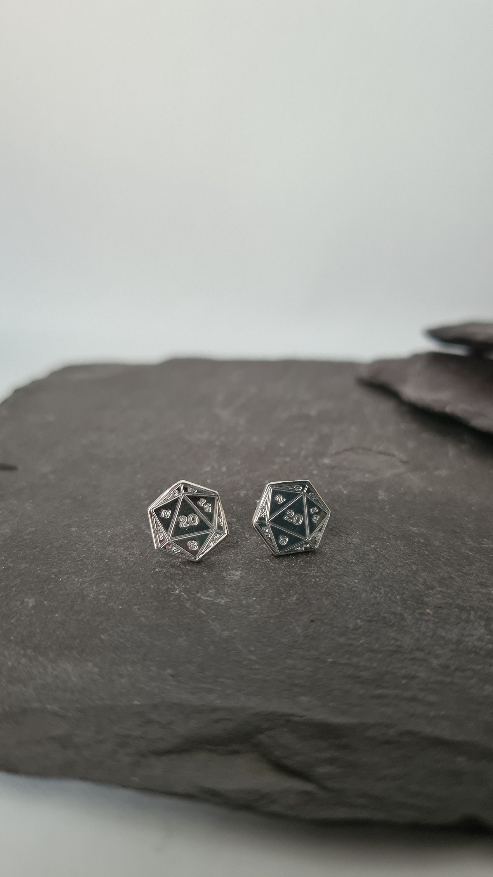 D20 Sterling Silver Earrings ~ studs, gaming gift, tabletop, boardgame, dnd, d&d, dungeons, dragons, dice