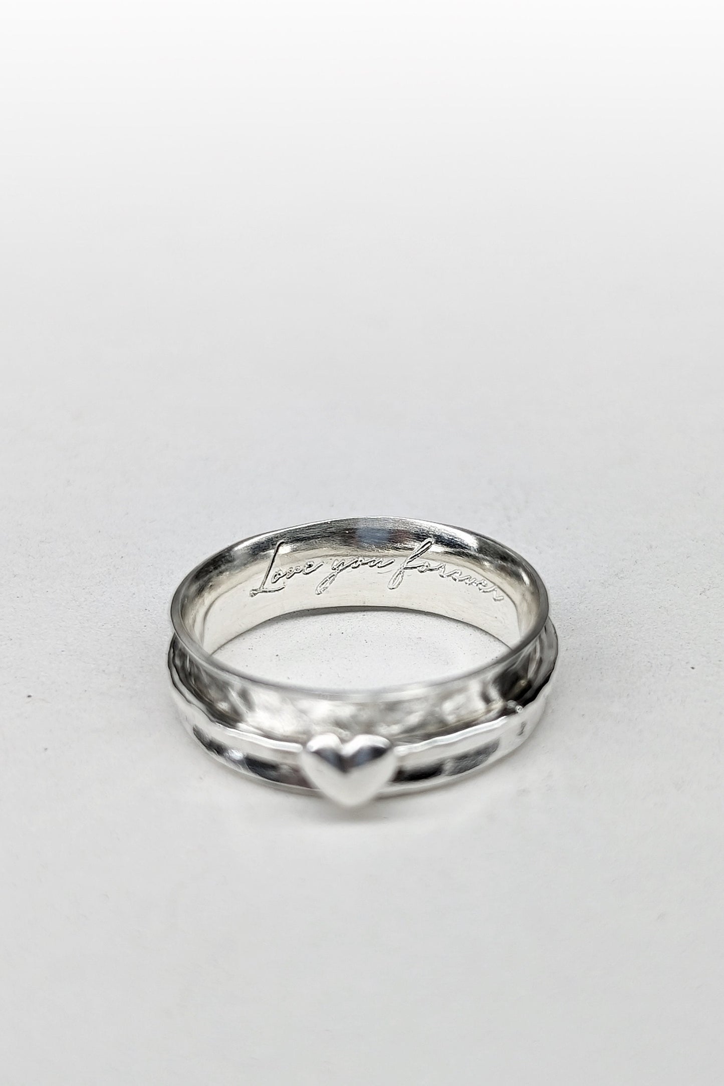 Fidget Ring Personalised Heart Sterling Silver Spinner