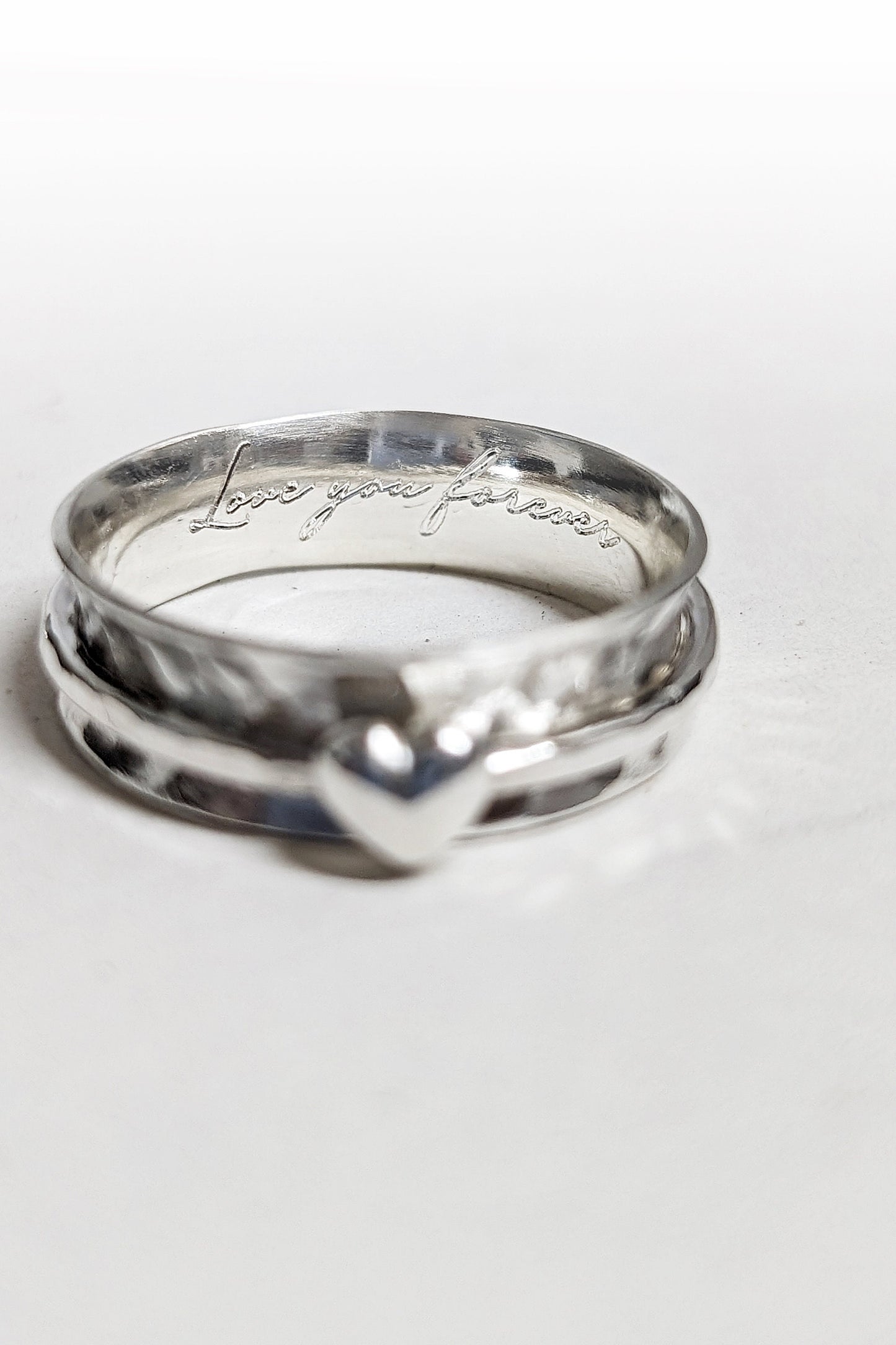 Fidget Ring Personalised Heart Sterling Silver Spinner