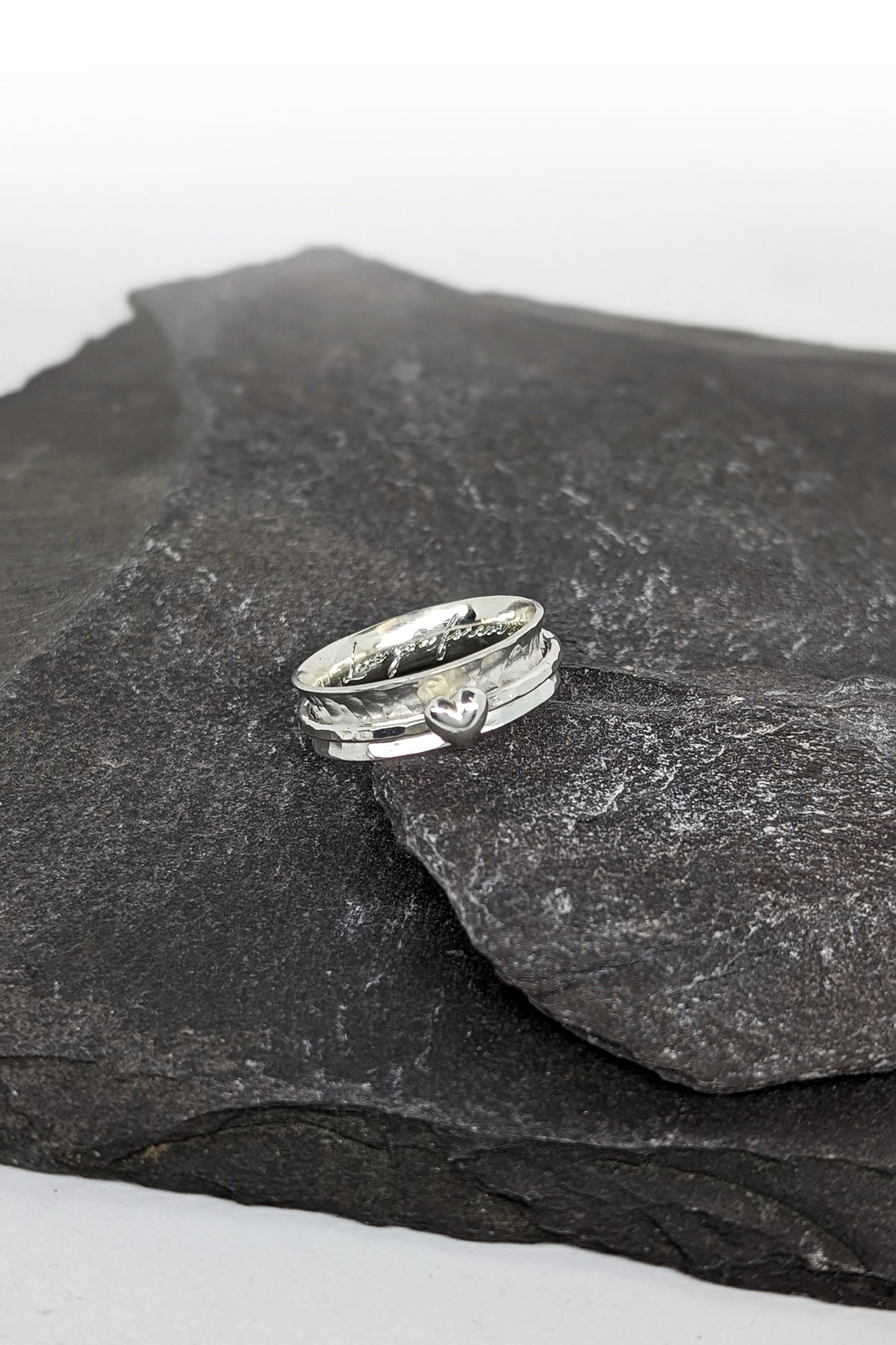 Fidget Ring Personalised Heart Sterling Silver Spinner