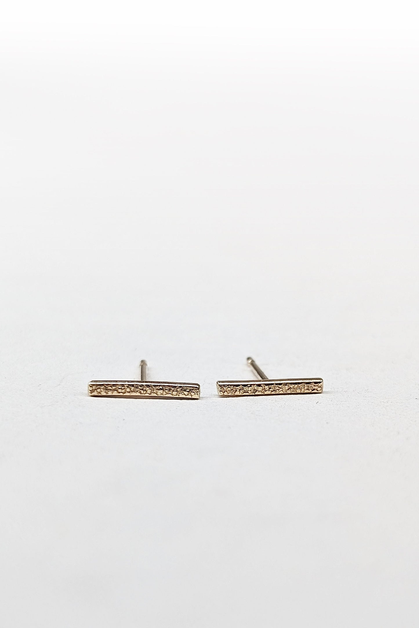 9ct Solid Gold Stardust Bar Earrings ~ studs, modern, minimalist, recycled gold, geometric