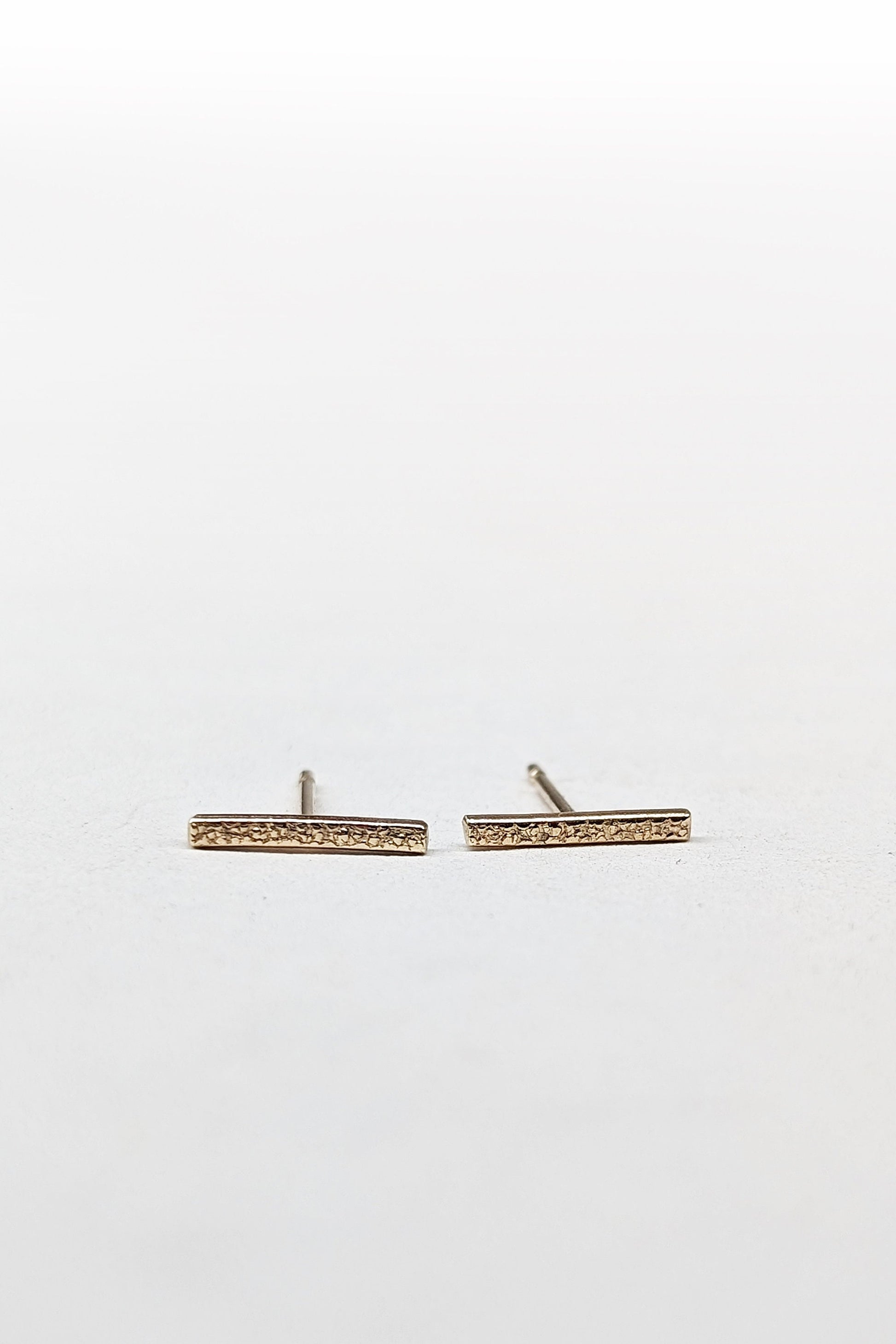 9ct Solid Gold Stardust Bar Earrings ~ studs, modern, minimalist, recycled gold, geometric