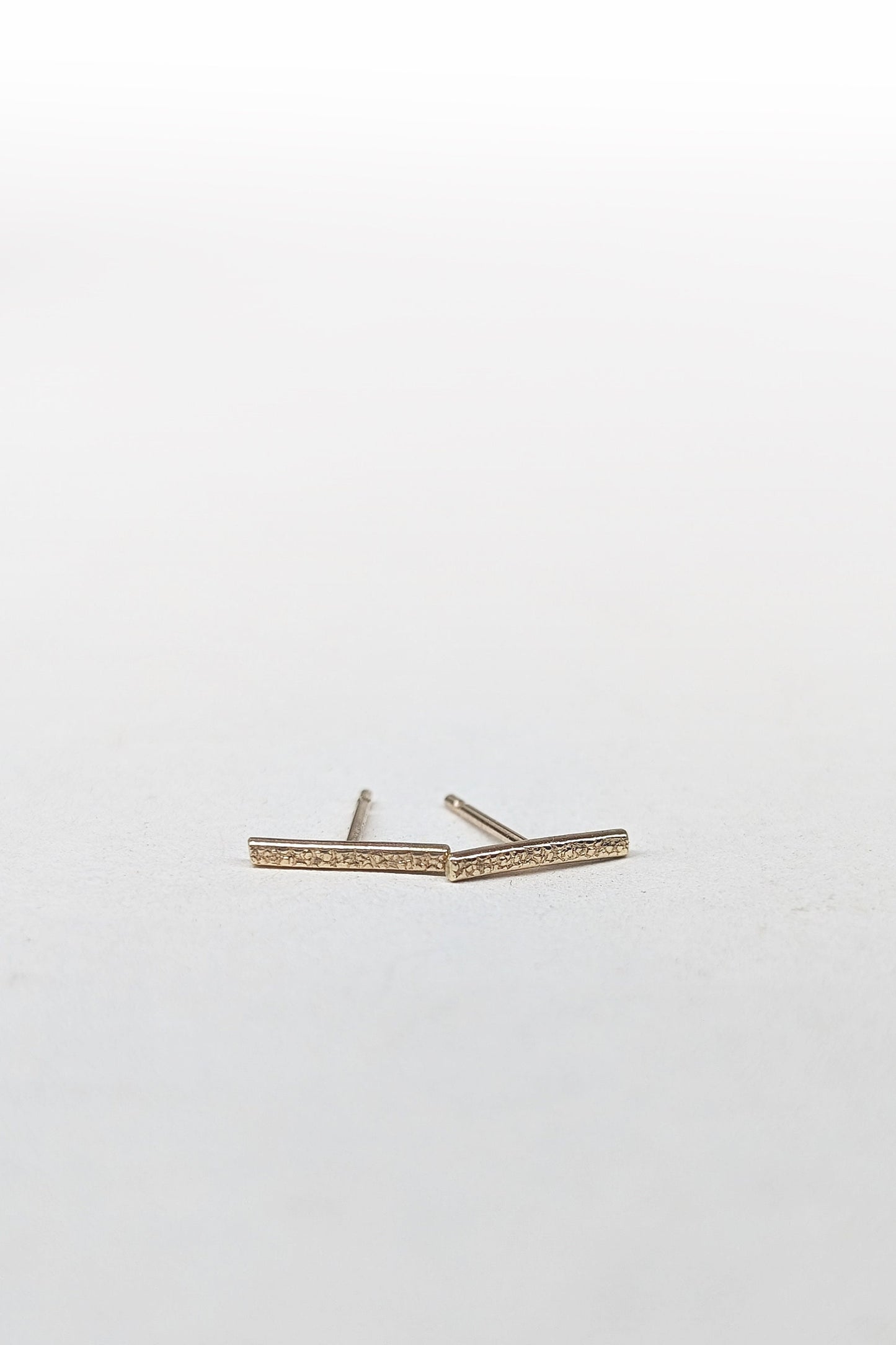 9ct Solid Gold Stardust Bar Earrings ~ studs, modern, minimalist, recycled gold, geometric