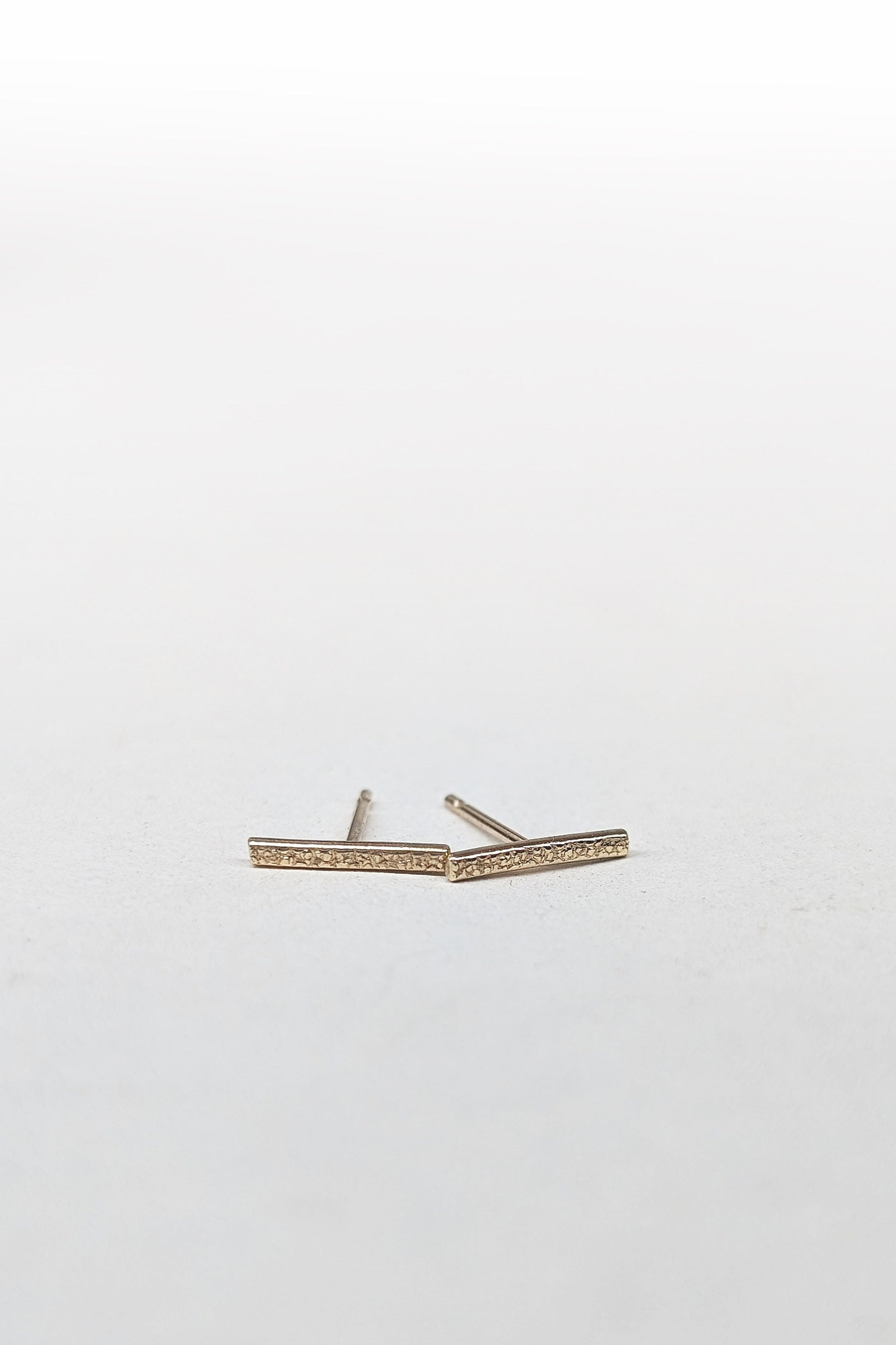 9ct Solid Gold Stardust Bar Earrings ~ studs, modern, minimalist, recycled gold, geometric