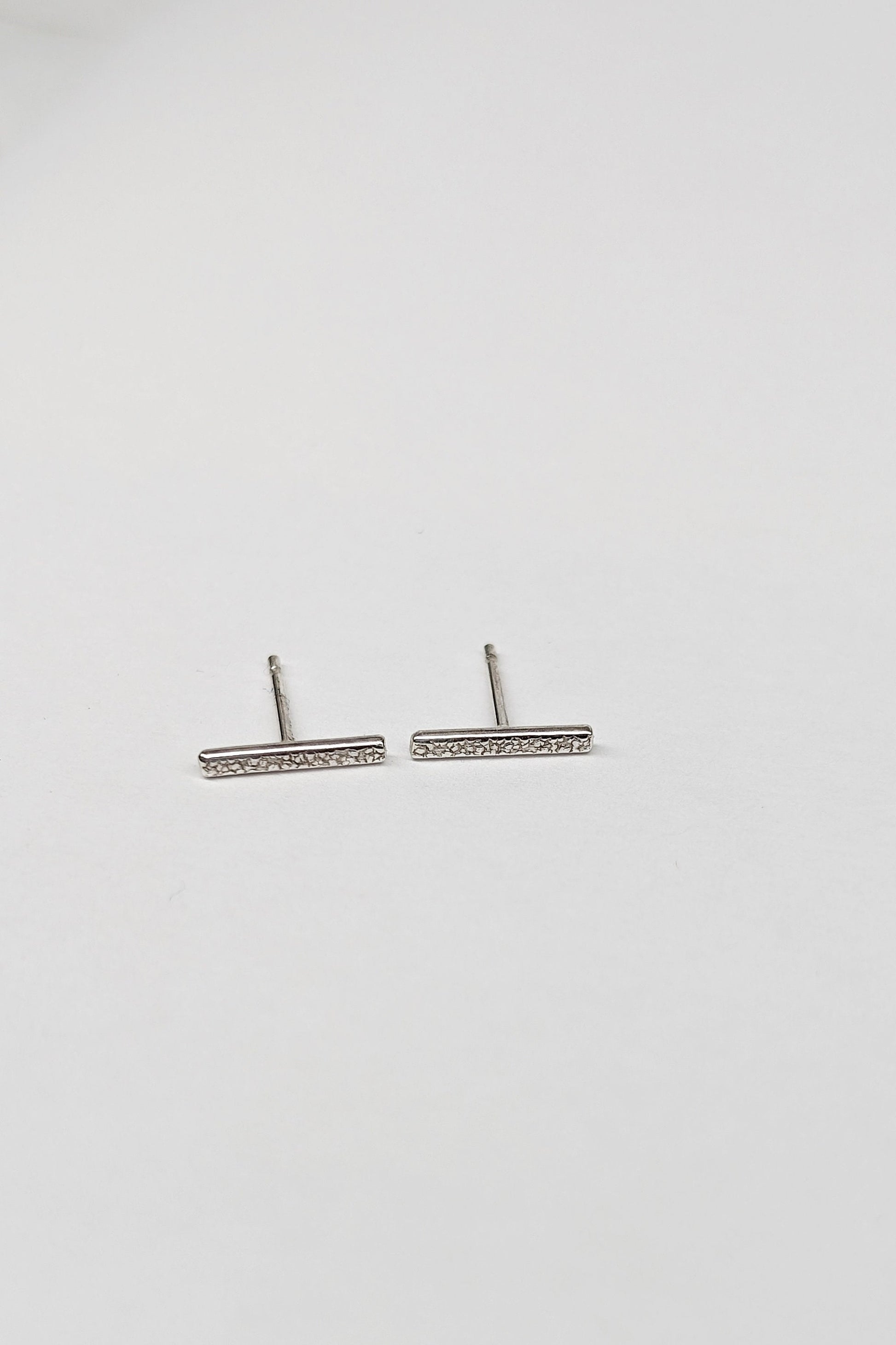 Sterling Silver Stardust Bar Earrings ~ studs, modern, minimalist, recycled silver, geometric
