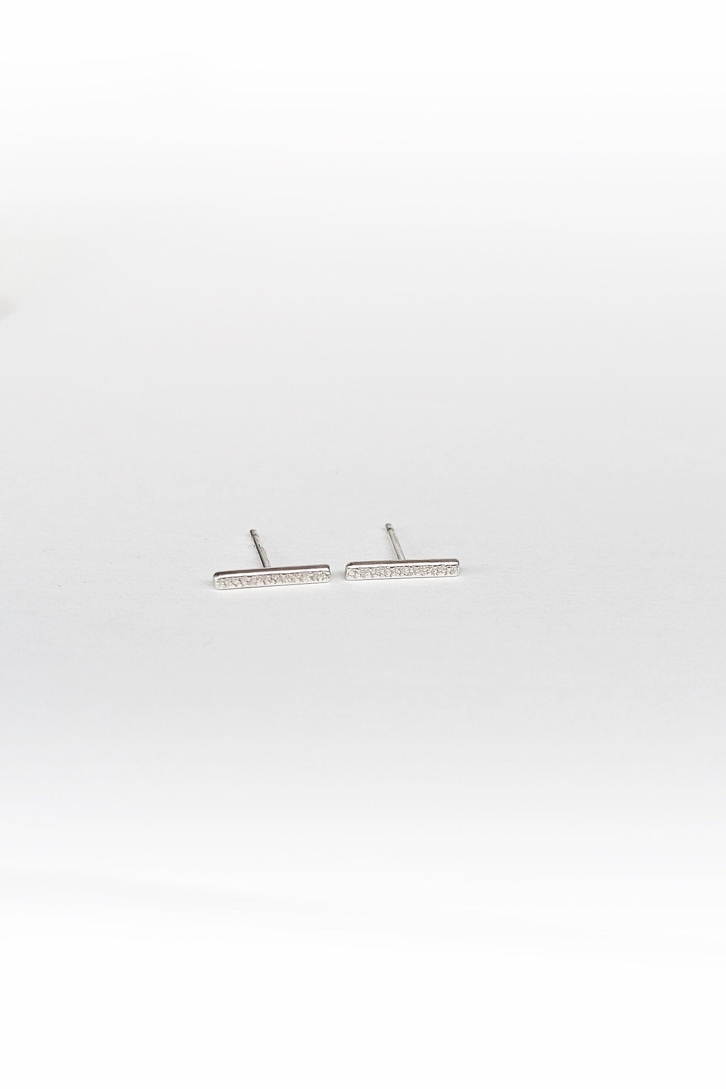 Sterling Silver Stardust Bar Earrings ~ studs, modern, minimalist, recycled silver, geometric