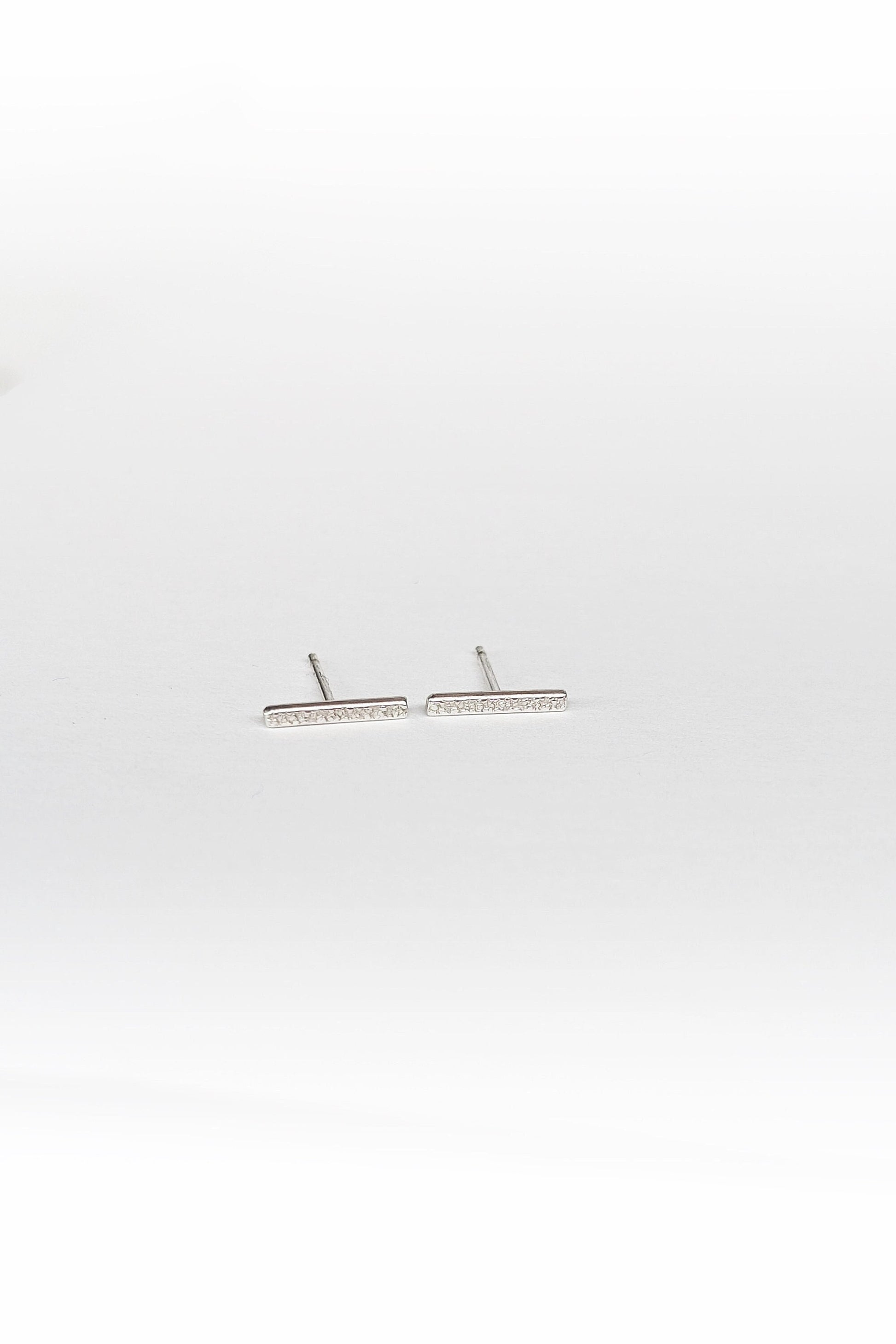 Sterling Silver Stardust Bar Earrings ~ studs, modern, minimalist, recycled silver, geometric