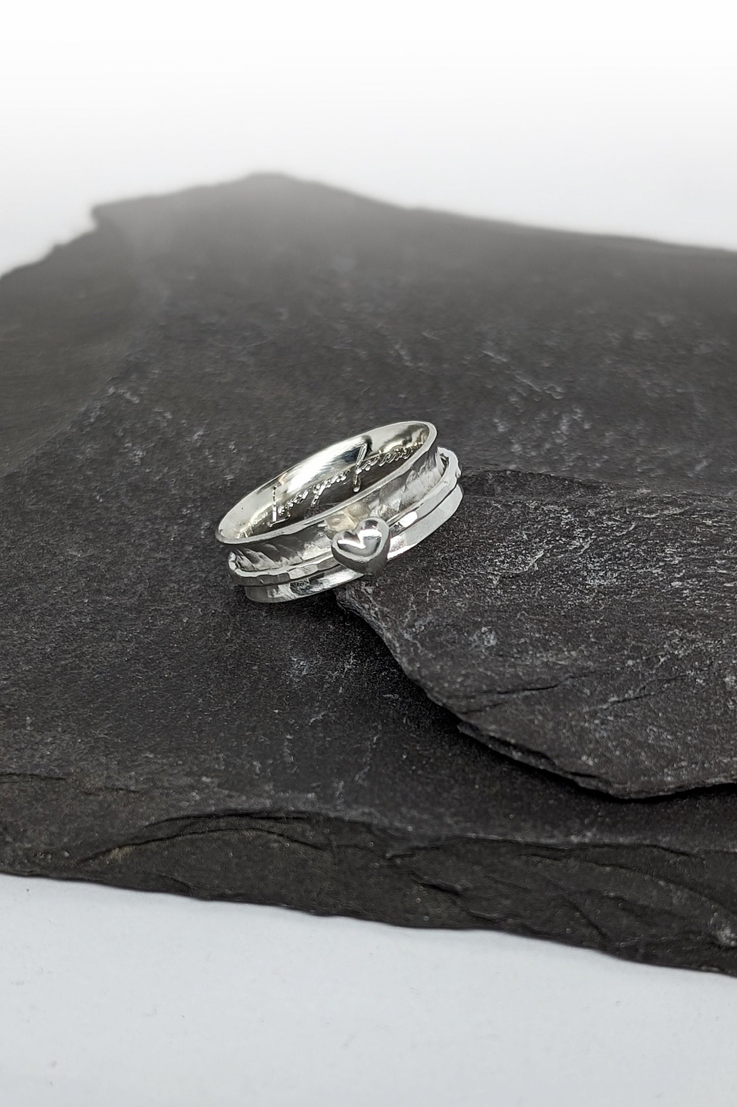Fidget Ring Personalised Heart Sterling Silver Spinner