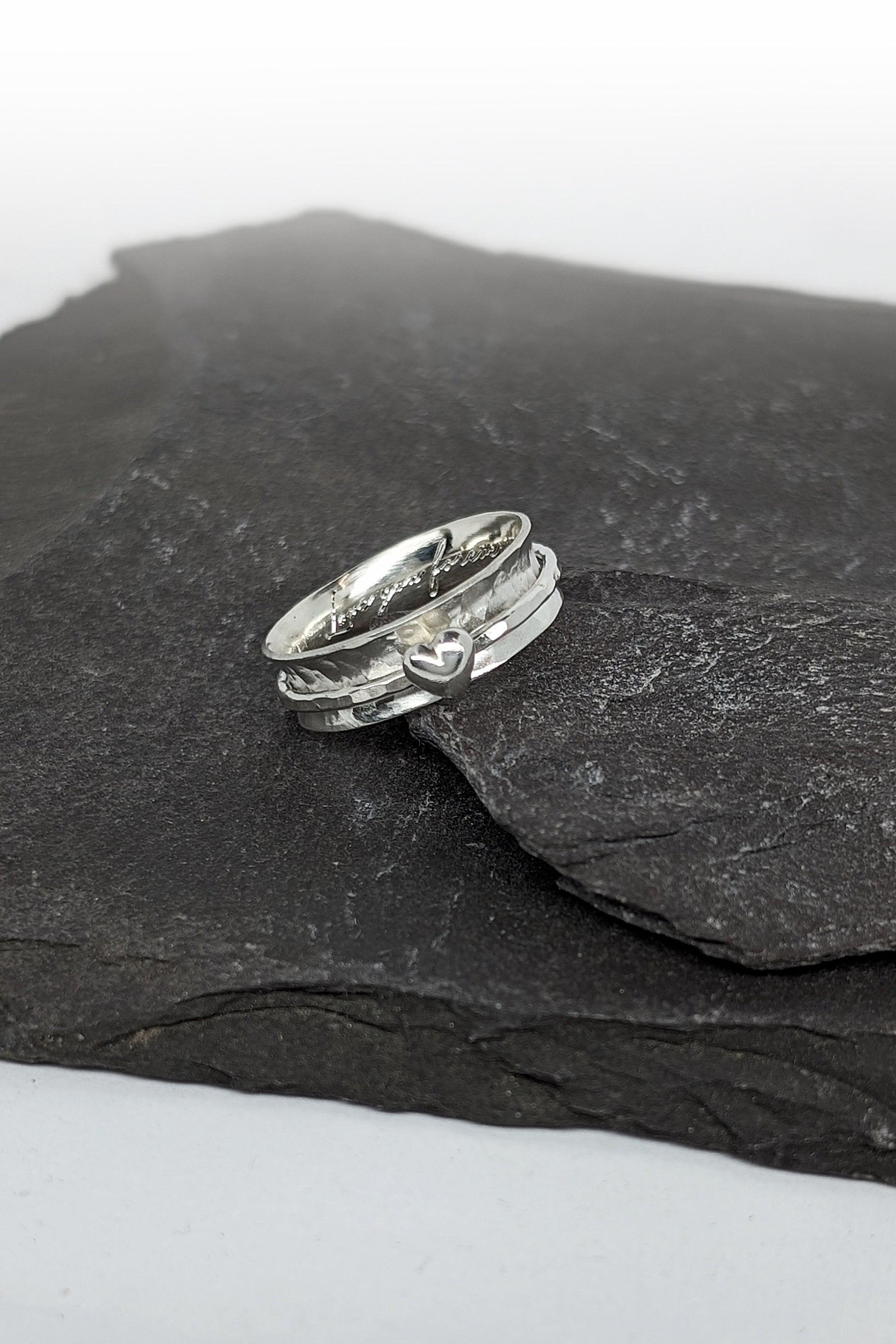 Fidget Ring Personalised Heart Sterling Silver Spinner