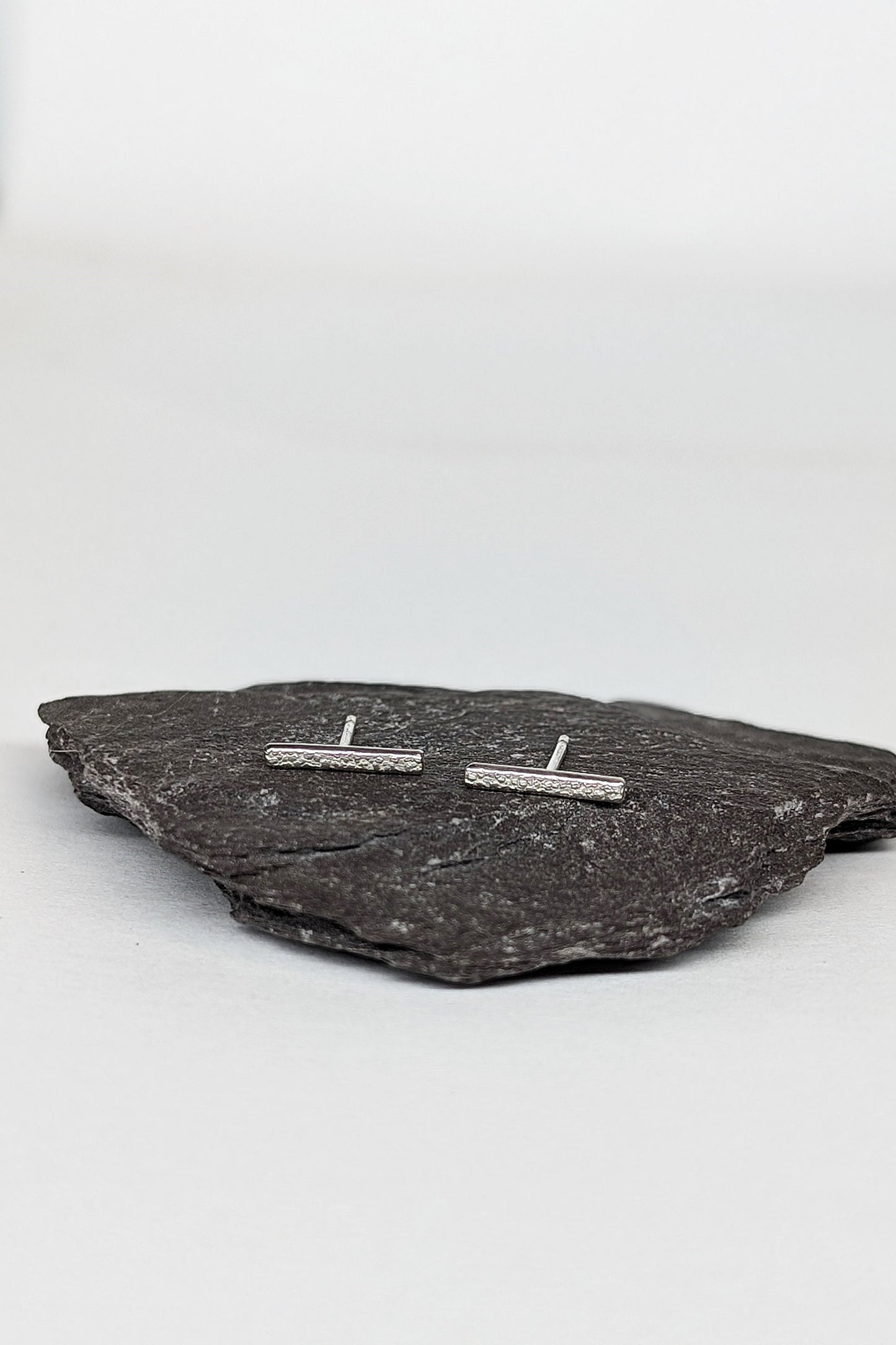 Sterling Silver Stardust Bar Earrings ~ studs, modern, minimalist, recycled silver, geometric