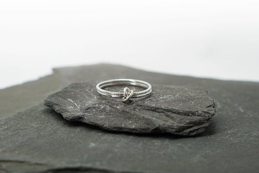 Fidget Ring Interlocking Skinny Stardust & Hammered Sterling Silver