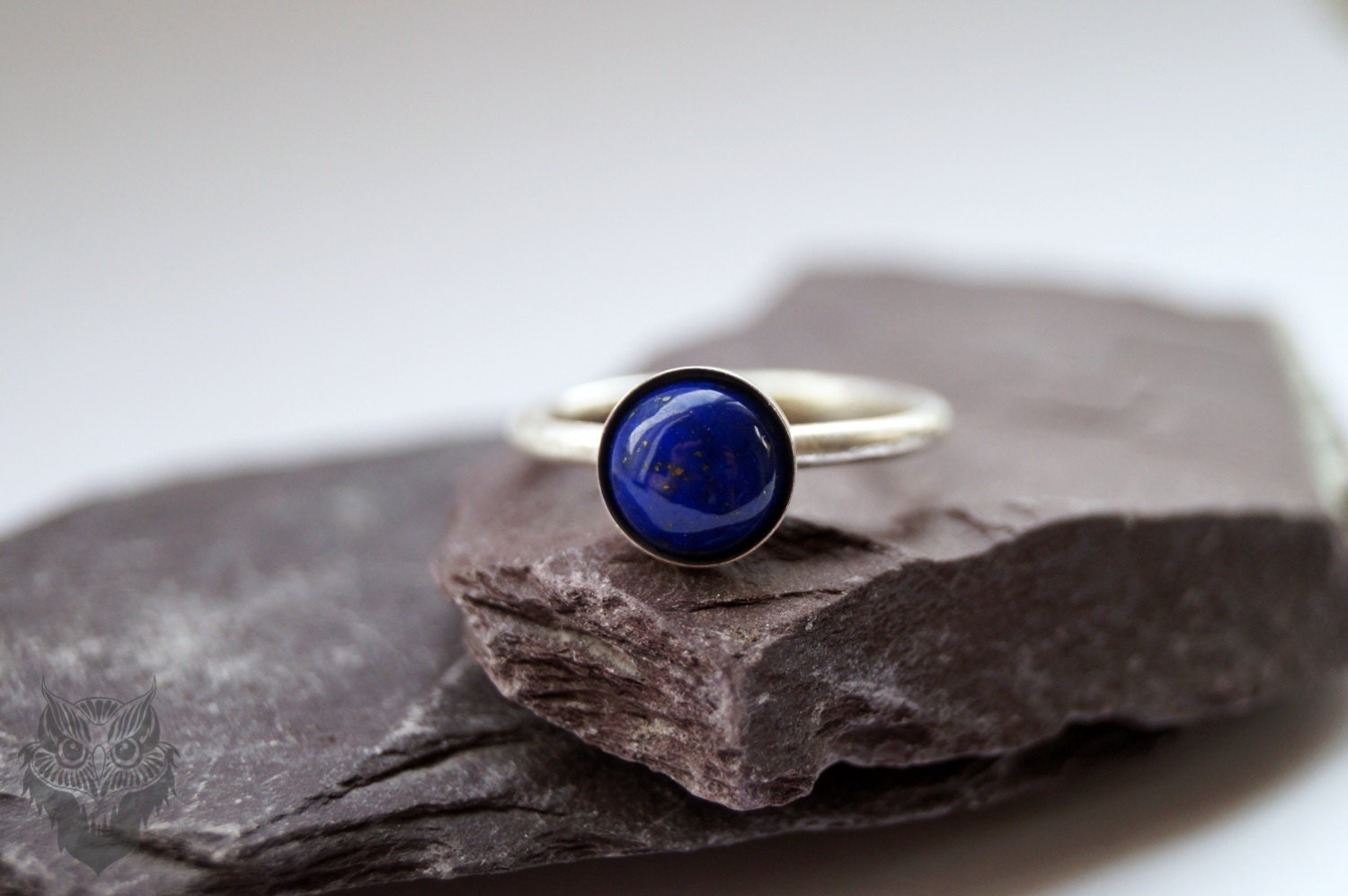 Lapis Lazuli Recycled Sterling Silver Ring ~ statement ring, stacking ring, gemstone ring, solitaire ring, recycled