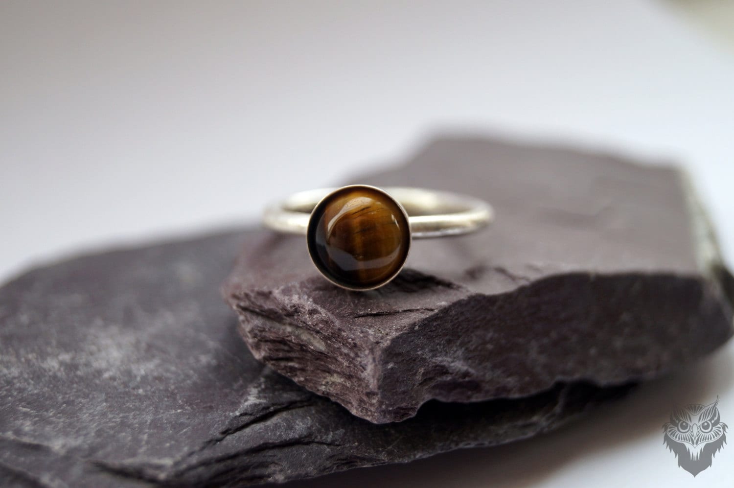 Tiger's Eye Recycled Sterling Silver Ring ~ statement ring, stacking ring, gemstone, unique, solitaire ring