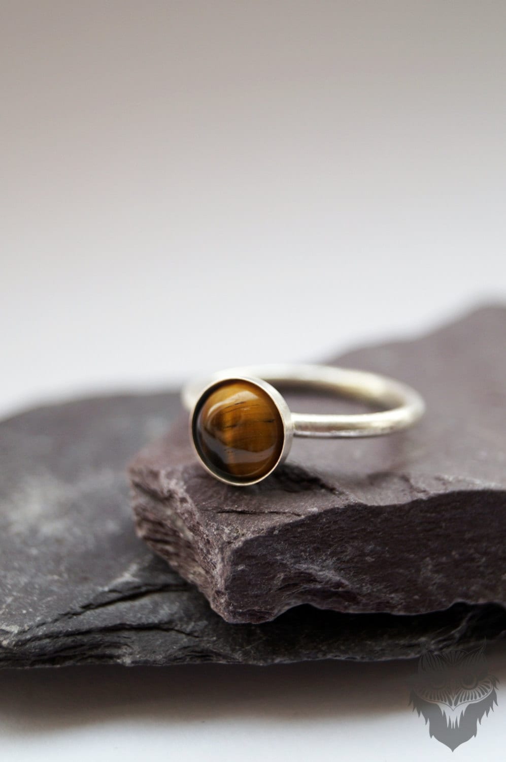 Tiger's Eye Recycled Sterling Silver Ring ~ statement ring, stacking ring, gemstone, unique, solitaire ring