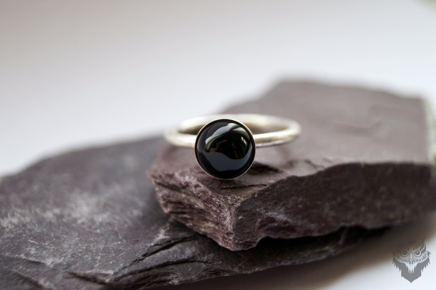 Black Onyx Recycled Sterling Silver Ring