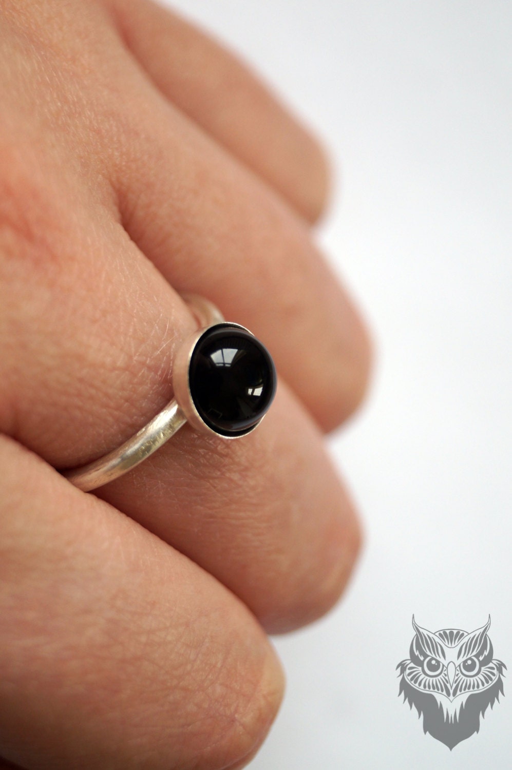 Black Onyx Recycled Sterling Silver Ring