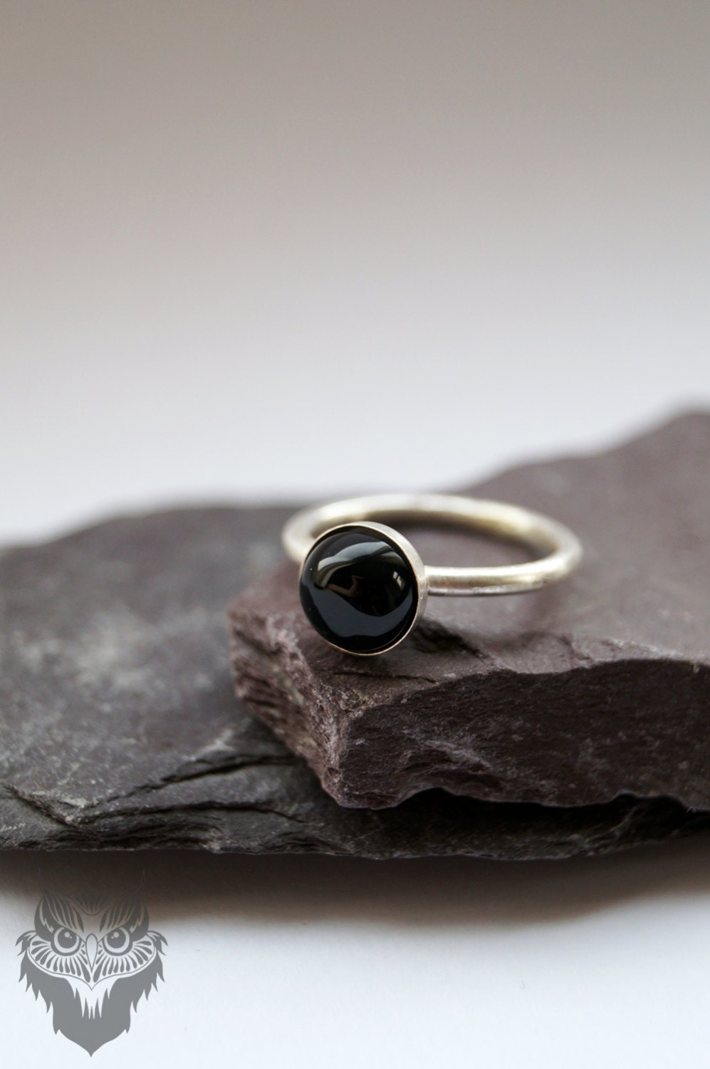 Black Onyx Recycled Sterling Silver Ring