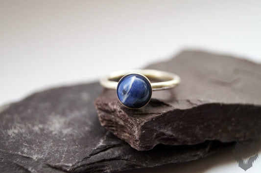 Blue Sodalite Recycled Sterling Silver Ring ~ statement ring, stacking ring, gemstone, unique, solitaire