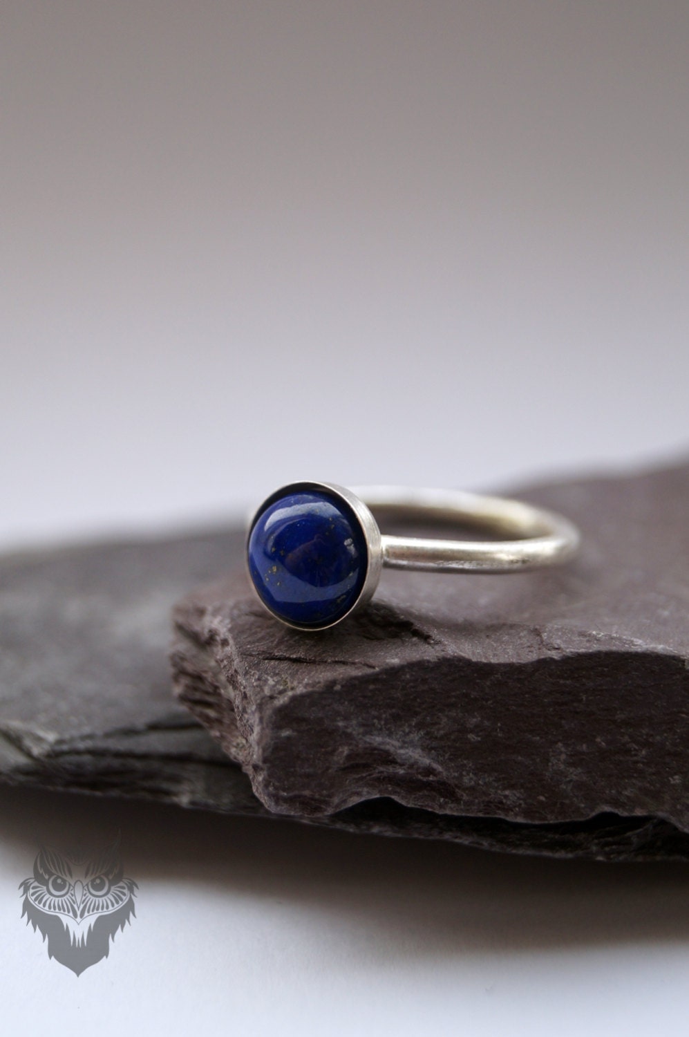 Lapis Lazuli Recycled Sterling Silver Ring ~ statement ring, stacking ring, gemstone ring, solitaire ring, recycled
