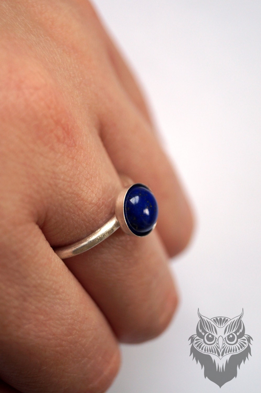 Lapis Lazuli Recycled Sterling Silver Ring ~ statement ring, stacking ring, gemstone ring, solitaire ring, recycled