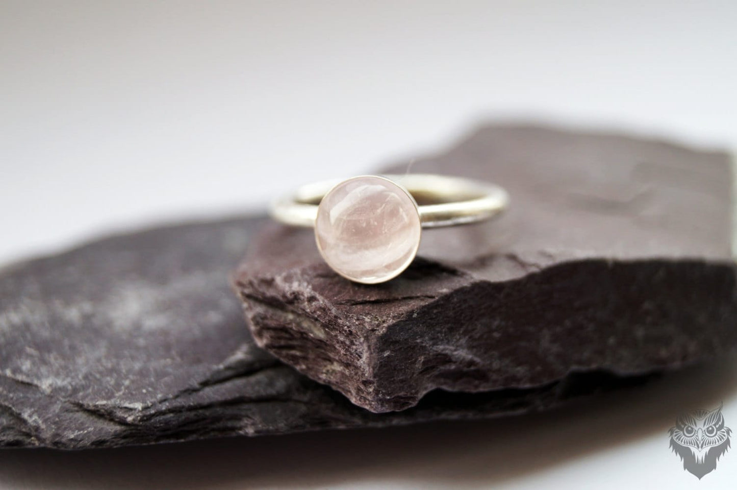 Rose Quartz Recycled Sterling Silver Ring ~ statement ring, stacking ring, gemstone, love, valentine, solitaire, recycled
